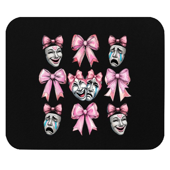 Coquette Bow Theatre Mask Drama Comedy Artist Girl Mouse Pads