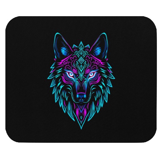 wolf face Mouse Pads
