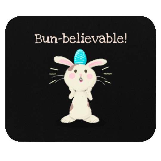 Bun-believable Funny Surprised Bunny Easter Egg Mouse Pads