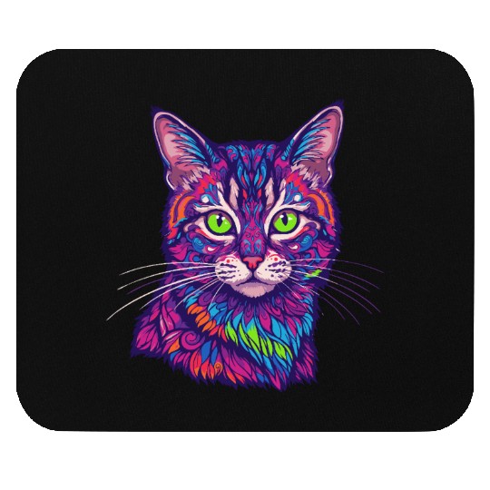 psychedelic cat illustration Mouse Pads