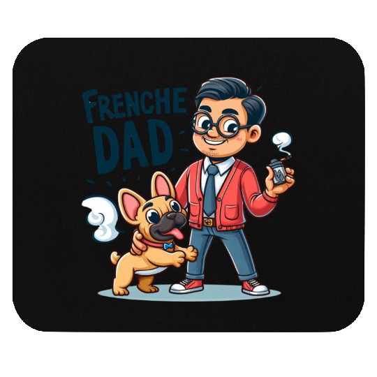 Frenchie Dad Cartoon Design Mouse Pads