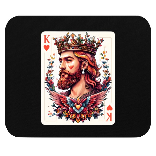 King of Hearts Card Illustration Mouse Pads