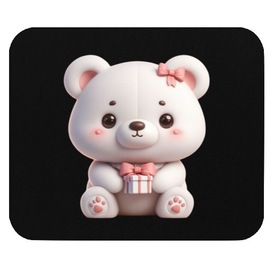 Sweet Teddy Bear and Gift Box Mouse Pads