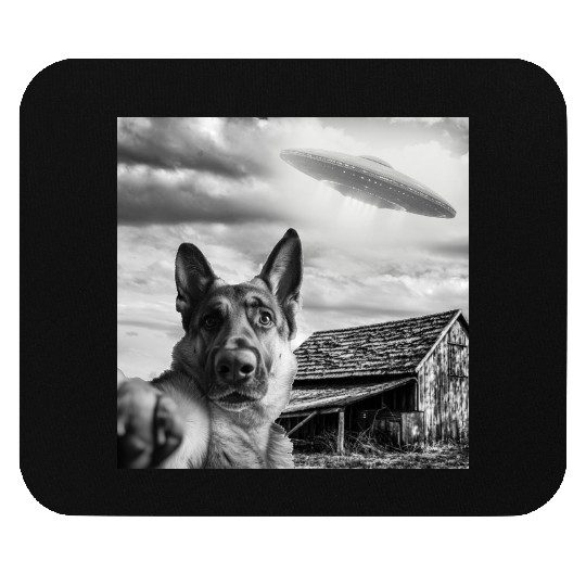 Dog Selfie With Alien Ufo Mouse Pads