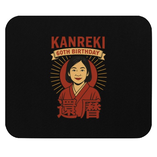 Kanreki 60th Birthday Design – Japanese Woman in Mouse Pads