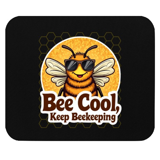 Cool Beekeeper Bee with Sunglasses Mouse Pads