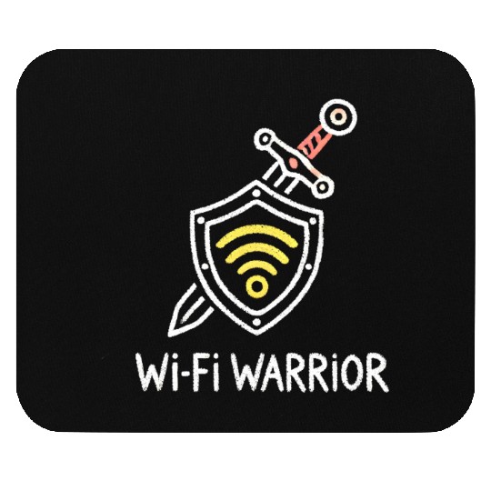 Wi-Fi Warrior Fun Tech Shield Design Nerd Tech Fun Mouse Pads
