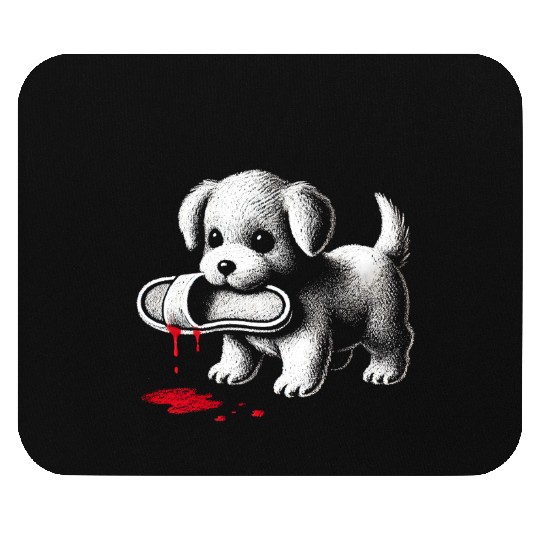 Cute Puppy with Slipper Mouse Pads Dark Humor Dog Lover