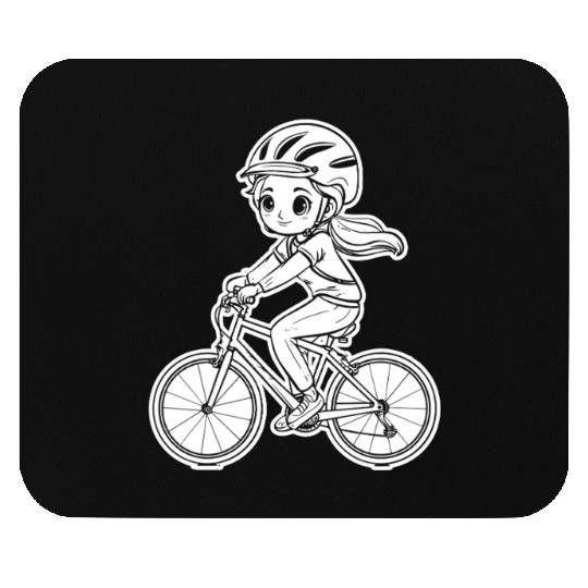 Cycling Girl Sketch Mouse Pads