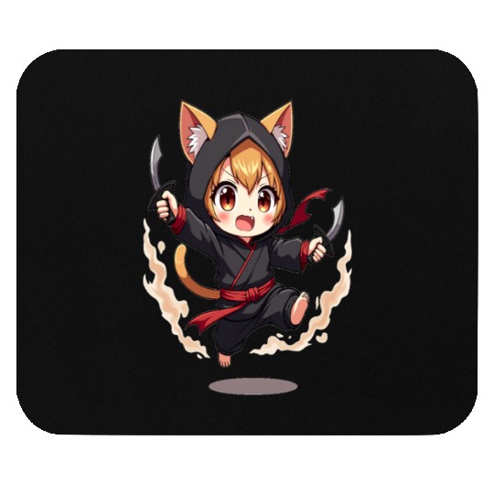 Chibi Ninja Cat Mouse Pads
