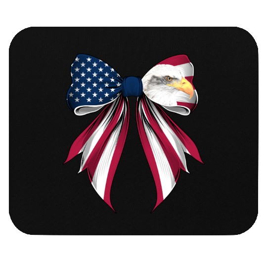 Coquette Bow Bald Eagle Bird US Flag Patriotic Mouse Pads