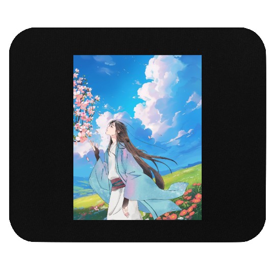 Serene Blossom Anime Aesthetic Mouse Pads