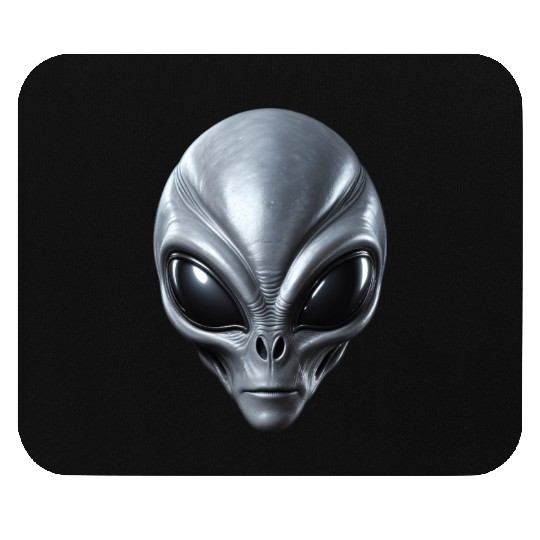 Real Grey Alien Extraterrestrial Face Mouse Pads