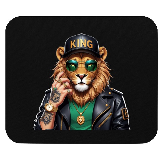 Swag King Lion – Cool Vector Animal Portrait Mouse Pads