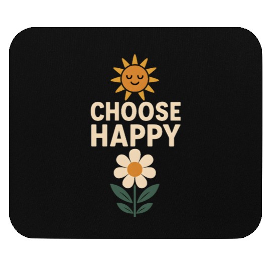 Choose Happy Retro Positivity Sun and Flower Mouse Pads