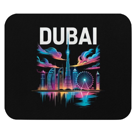 Dubai Skyline Neon Art Mouse Pads