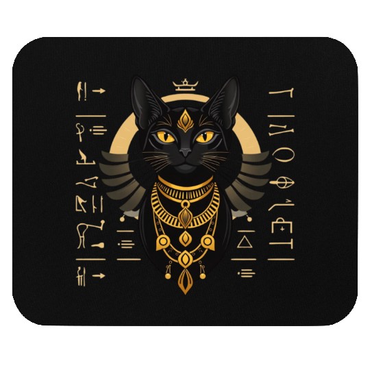 Elegant black Egyptian cat Bastet Mouse Pads
