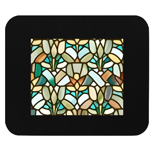 Abstract Floral Stained Glass Pattern - Art Deco Mouse Pads
