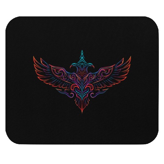 Neon Tribal Two-Headed Phoenix Mouse Pads
