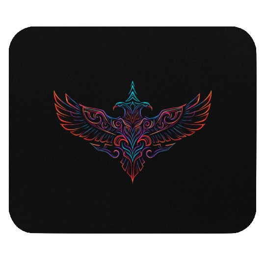 Neon Tribal Two-Headed Phoenix Mouse Pads