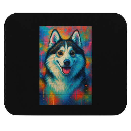 Energetic Husky Splash Mouse Pads