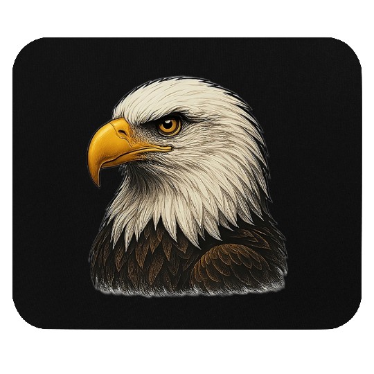 Majestic Bald Eagle Head Illustration Mouse Pads