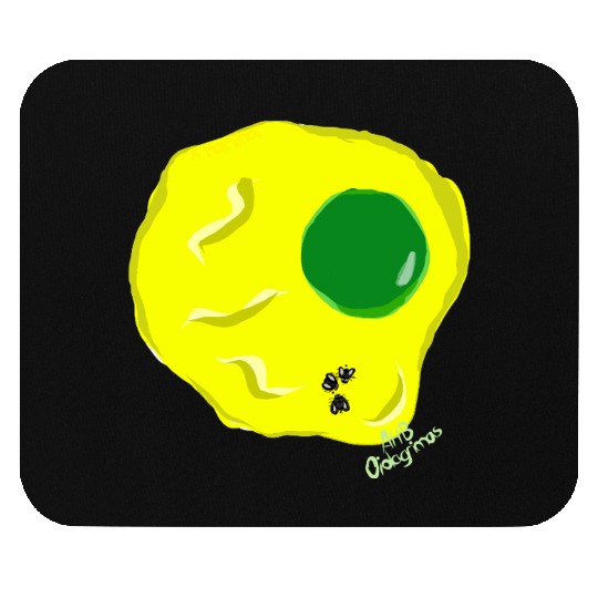 Yellow and green fried egg and flies Mouse Pads
