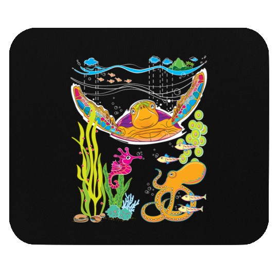 Cute Hawksbill Sea Turtle Mouse Pads