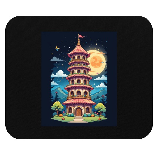 Twilight Temple Glow Mouse Pads