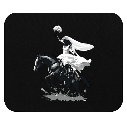 Western Cowgirl Bride on Bucking Horse – Grayscale Mouse Pads