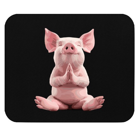Peaceful Meditating Pig Artwork for Relaxation Mouse Pads