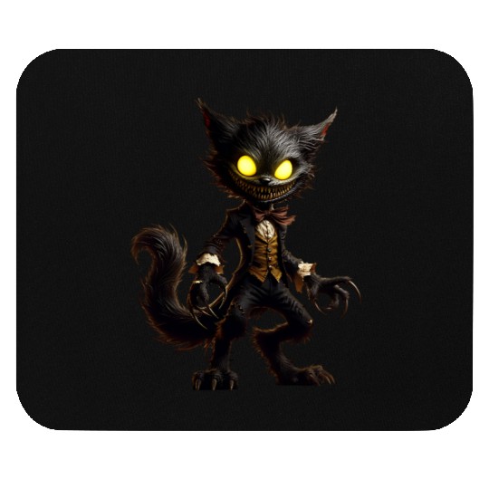Demonic Cat Gentleman – Creepy Grinning Beast Mouse Pads