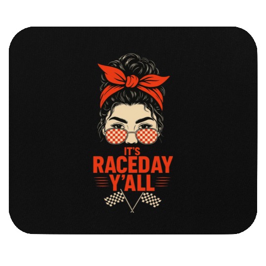 Retro Race Day Vibes for Women with Sunglasses Mouse Pads