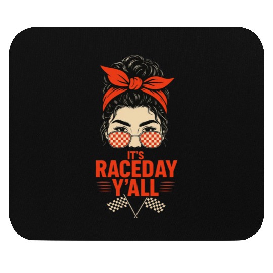 Retro Race Day Vibes for Women with Sunglasses Mouse Pads