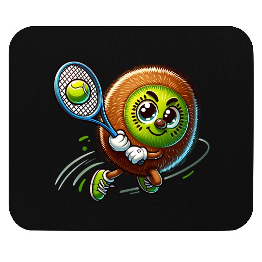 Kiwi Tennis Star – Furry Fruit Champion on Court Mouse Pads