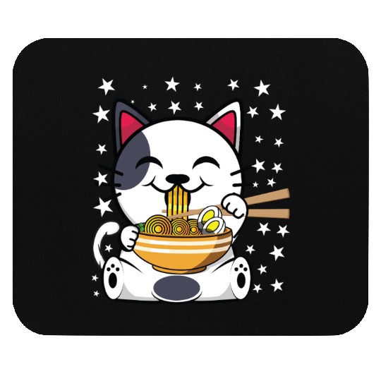 Cat Ramen Japanese Funny Japanese Kawaii Black Cat Mouse Pads