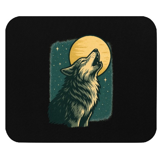 Lone wolf howl at the moon Mouse Pads
