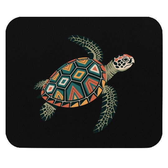 Sea Turtle Geometric Pattern Shell Mouse Pads