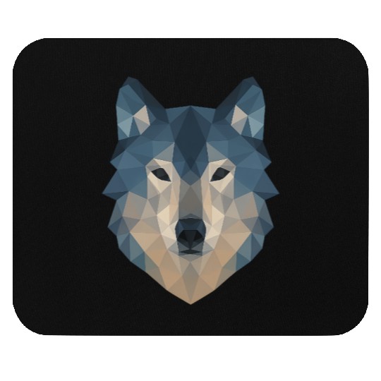 Geometric Wolf Face – Bold Abstract Wild Animal Ar Mouse Pads
