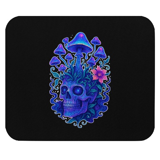 Fungi Mind - Trippy Skull Bloom Mouse Pads