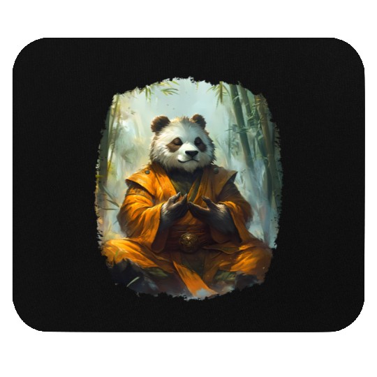 Meditating Panda In The Zen Bamboo Forest Mouse Pads