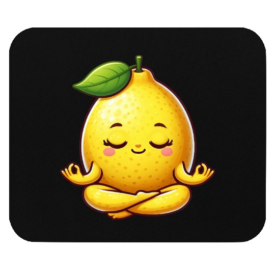 Cute lemon yoga meditation relaxation cartoon Mouse Pads
