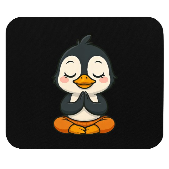 Cute penguin meditation yoga relaxation inner peac Mouse Pads