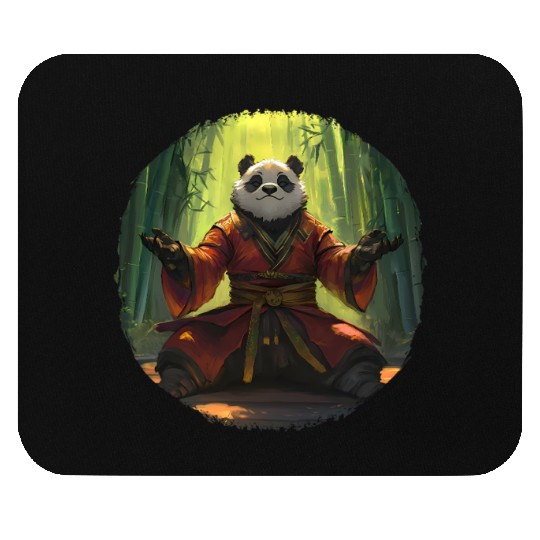 Meditating Panda In Bamboo Forest With Zen Energy Mouse Pads