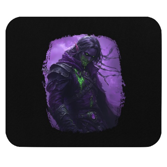 Dark Elf with Poison Magic and Purple Shadow Power Mouse Pads