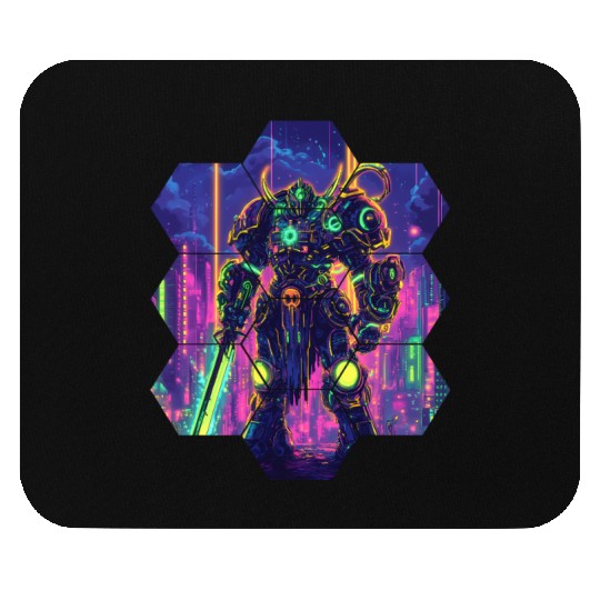 Bright Sci Fi Warrior In Neon Colors Mouse Pads