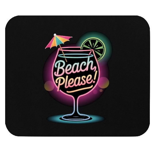 Neon Tropical Cocktail Beach Please Retro Summer Mouse Pads