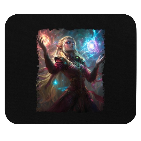 Magical Elf Sorceress under Starlight Mouse Pads