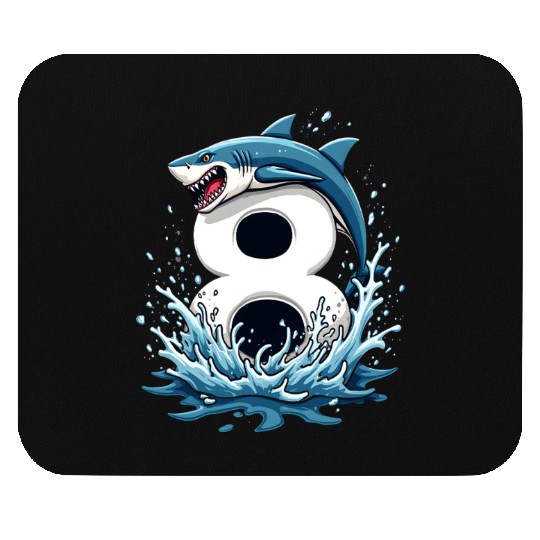 Shark Children Birthday Number 8 Splash Mouse Pads