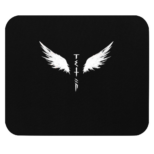 White Angel Wings Symbol with Futuristic Tribal Mouse Pads